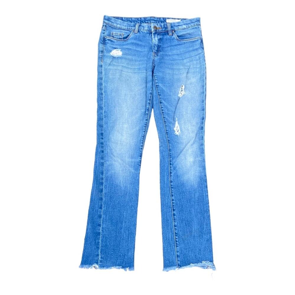 Blank NYC Deep Cuff Straight Medium Wash Distressed Blue Jeans Women’s Size 28